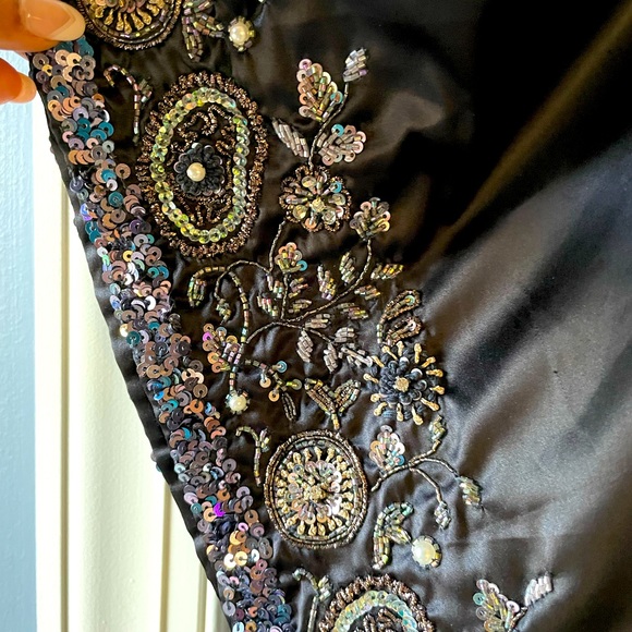 Brand new buttery soft black satin one shoulder dress with hand embroidery 💥💥 - Picture 2 of 9